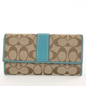 Coach Vintage Signature Canvas Blue Trim Bifold Wallet